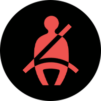 Als de bestuurder of passagier geen gordel draagt, gaat dit symbool branden. Ook kan het zijn dat er een zwaarder object op de stoel is geplaatst, die ervoor kan zorgen dat dit waarschuwingslampje gaat branden. Meestal zal er ook een akoestisch signaal gegeven worden.