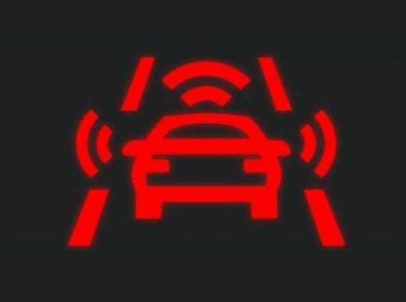 Het waarschuwingssymbool van automatic emergency braking