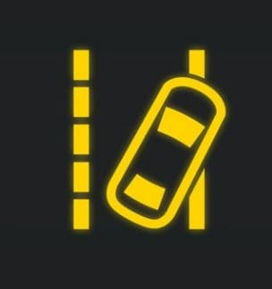 Het waarschuwingssymbool van lane departure warning